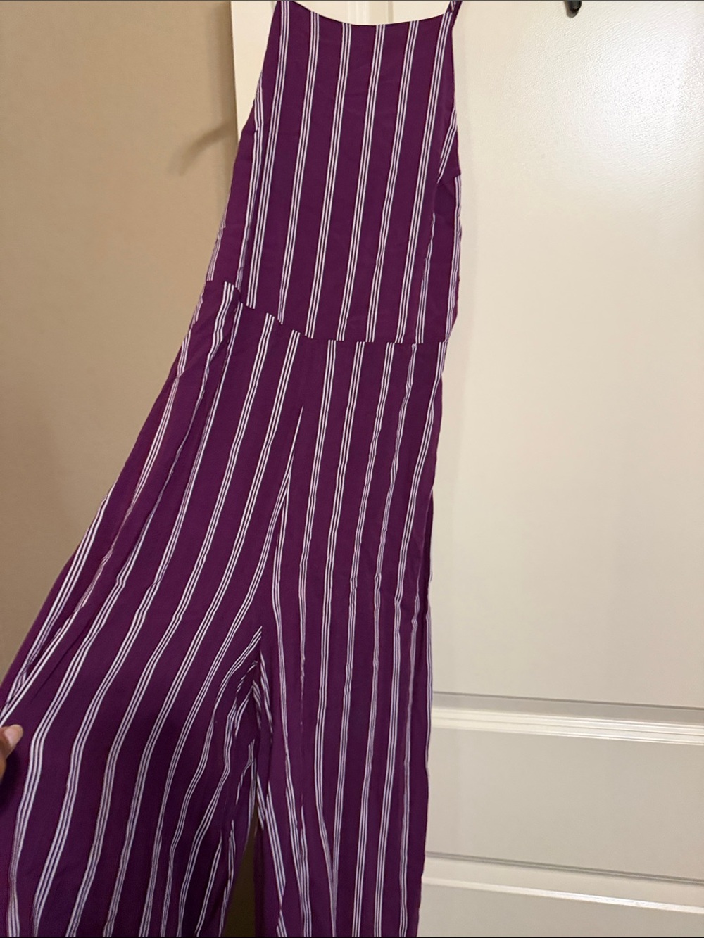 GB women  burgundy and White Striped Sleeveless Jumpsuit